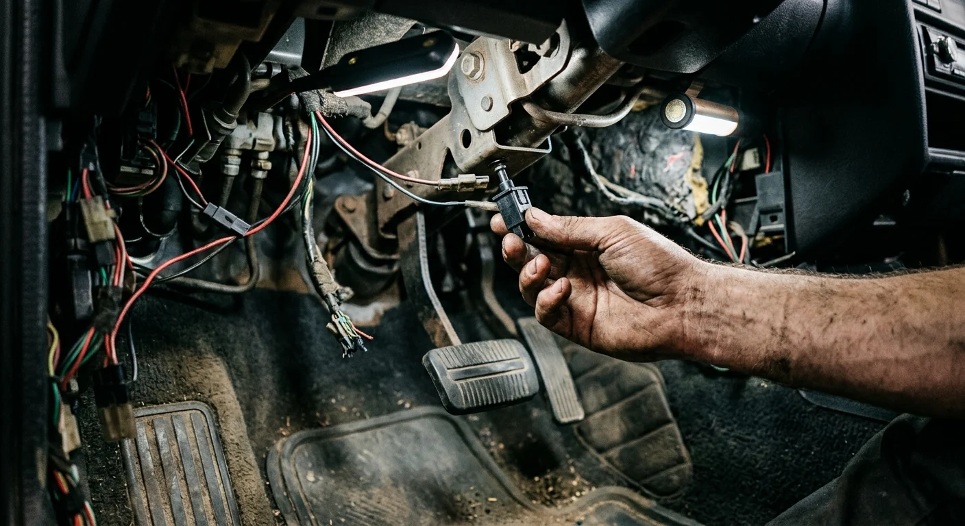 Mechanik opravuje elektrické spoje v interiéru vozu.