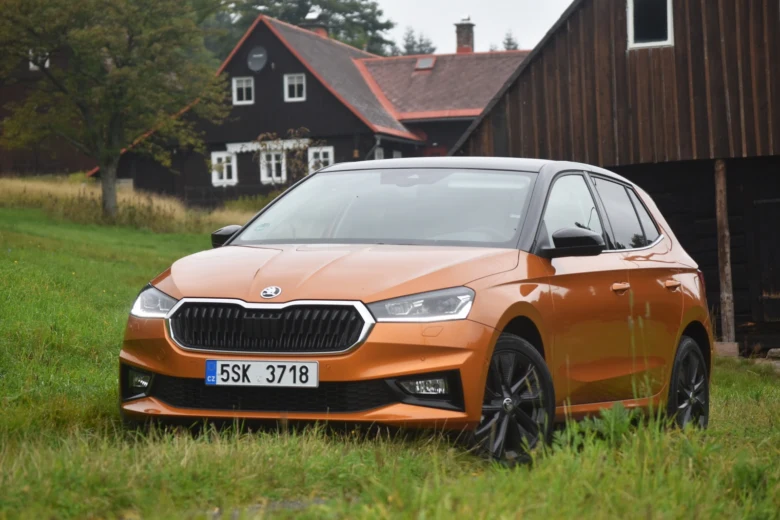 Orange skoda car