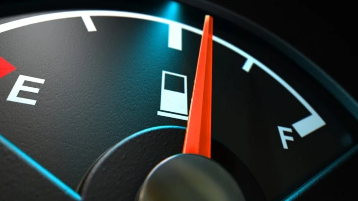Fuel gauge needle near empty