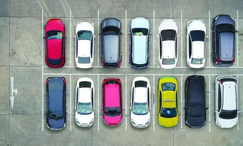Parked cars overhead view