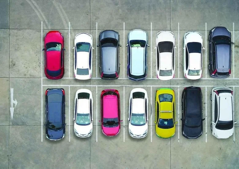 Parked cars overhead view