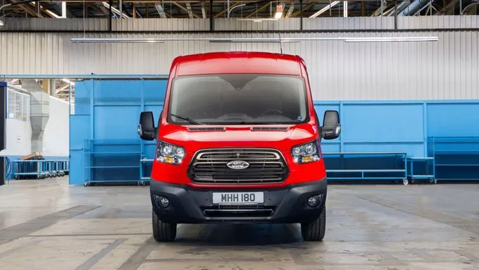 Red ford transit van