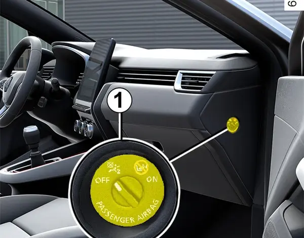 Zapnutá kontrolka pasíra v Renault Clio ukazuje stav systému.
