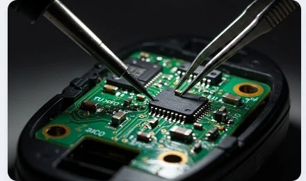 Připravte si pájku a pinzety pro opravu elektronických součástek.