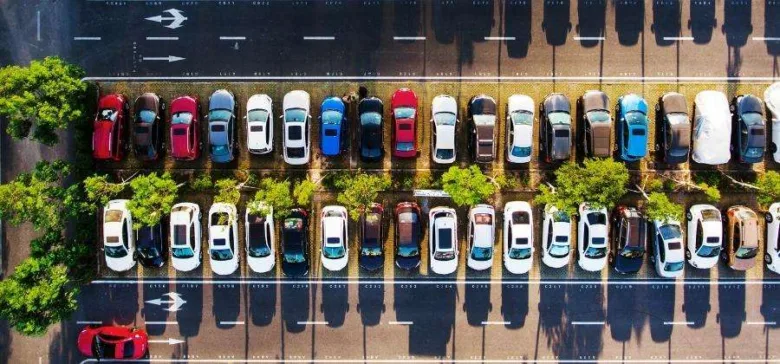 Parked cars overhead view