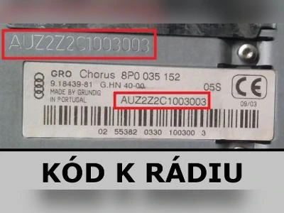 Štítek s kódem rádia VW pro zjištění kódu zdarma.