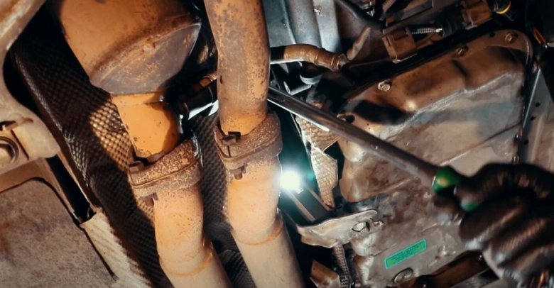 Engine bay with tools
