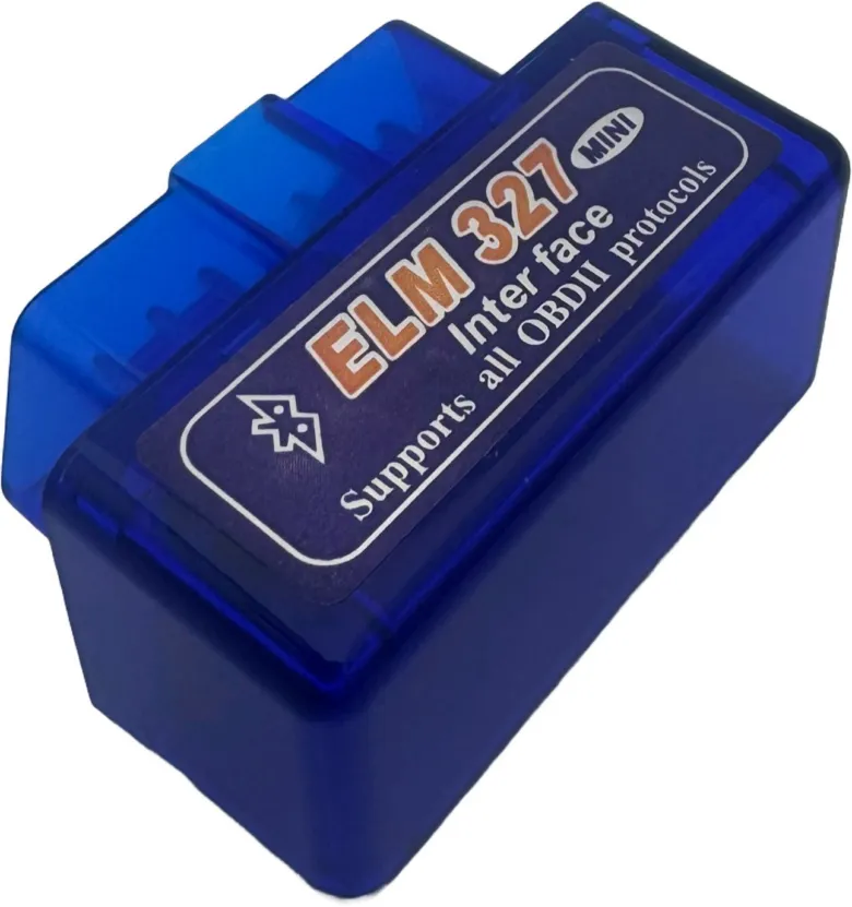 Modrý diagnostický nástroj ELM327 pro připojení k automobilu.