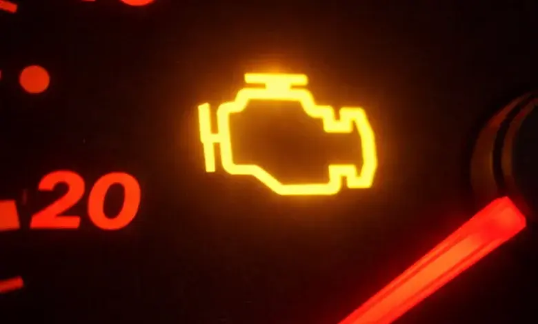 Check engine light on dashboard