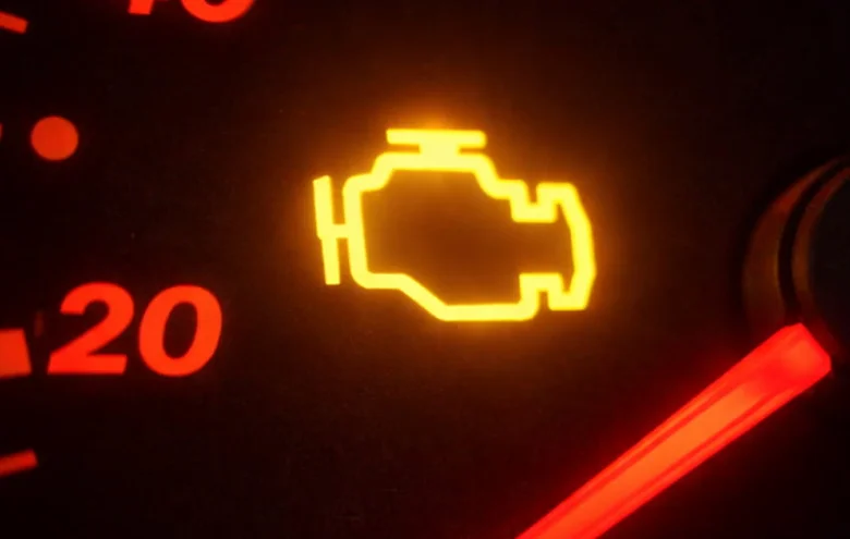 Check engine light on dashboard