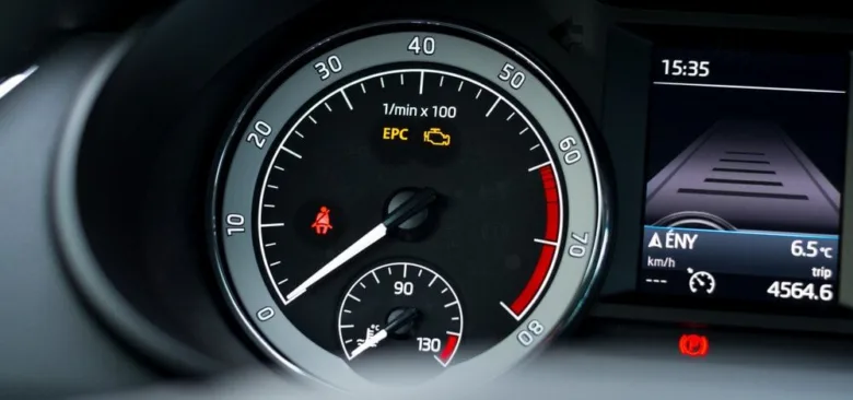 Car dashboard with epc warning light