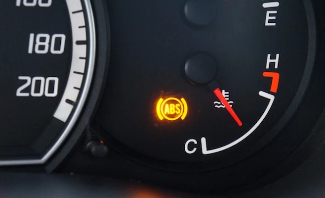 Dashboard with abs light on