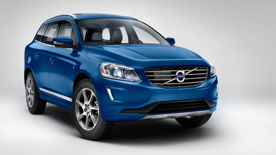 Modrý automobil Volvo, který slouží jako ilustrační obrázek pro článek o torzních tyčích.