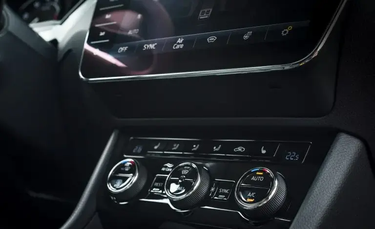 Car climate control panel with ac button