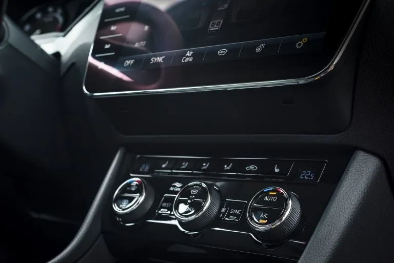 Car climate control panel with ac button
