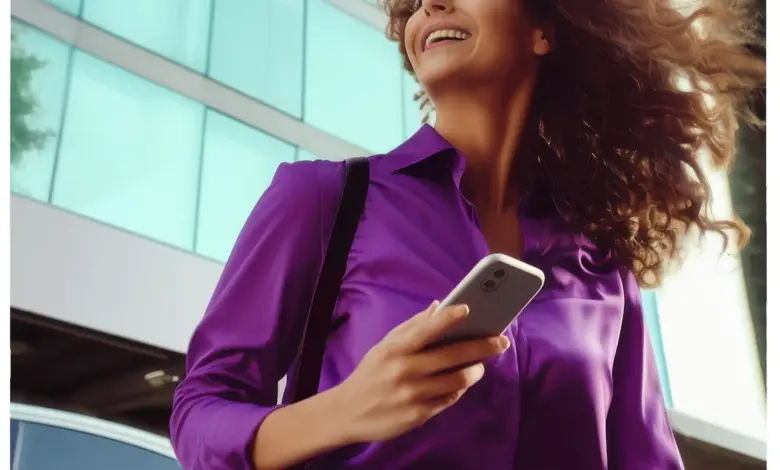 Žena s chytrým telefonem hledá parkovací zónu