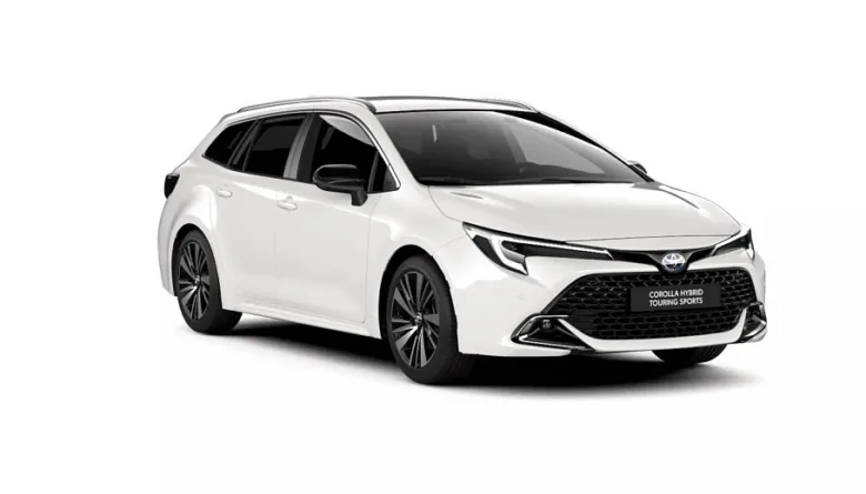 White toyota corolla hybrid touring sports station wagon